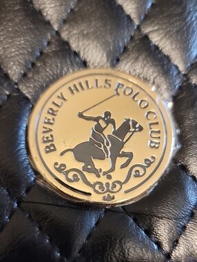 Beverly Hills Polo Club Black Quilted Top-Handle Satchel with Gold Emblem